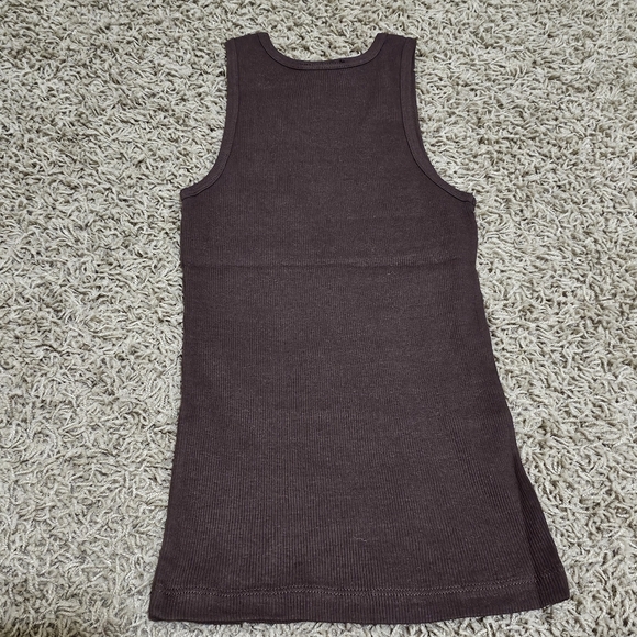 New Von Dutch Tank Brown Yellow Script Ribbed Stretch - Picture 6 of 6